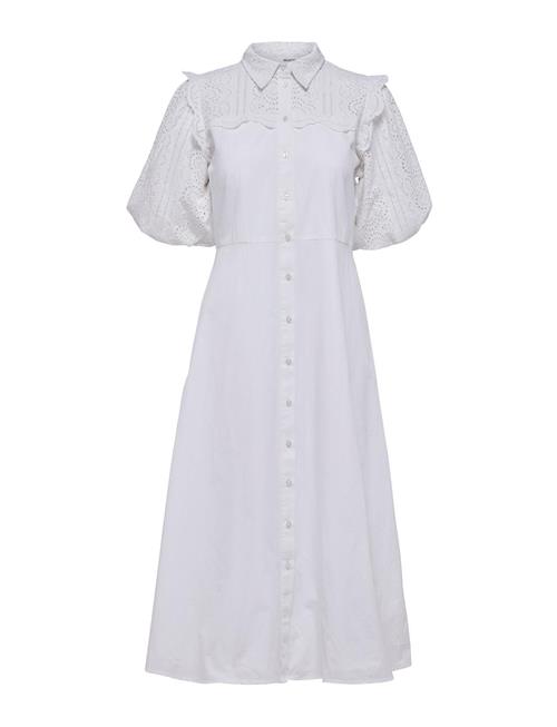 Selected Femme Slfviolette 2/4 Ankle Broderi Dress B Selected Femme White