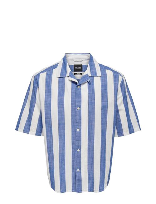 ONLY & SONS Onstes Rlx Ctn Slub Stripe Ss Shirt ONLY & SONS Blue