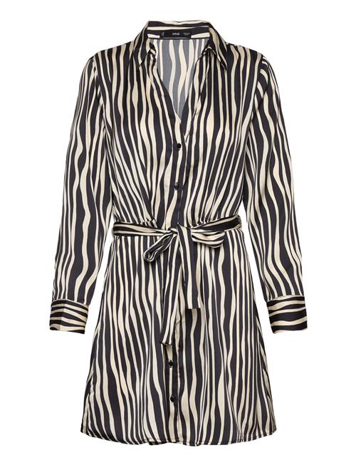 Mango Belted Striped Shirt Dress Mango Black