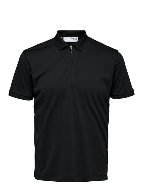 Se Selected Homme Slhfave Zip Ss Polo Noos Selected Homme Black ved Booztlet