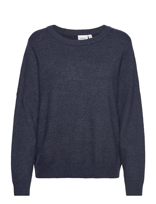 Se Vila Viril O-Neck L/S Knit Top - Noos Vila Navy ved Booztlet