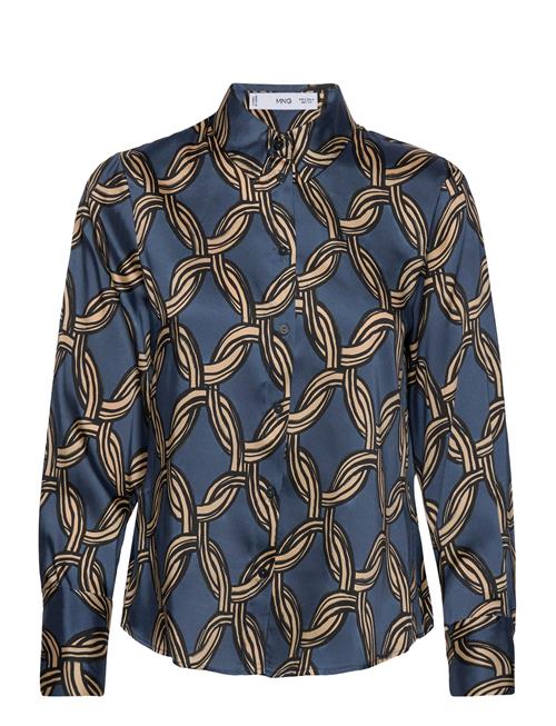 Mango Satin Print Blouse Mango Blue