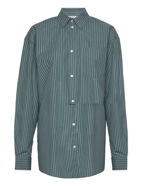 Wood Wood Jade Poplin Stripe Shirt Wood Wood Green