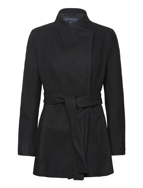 French Connection Platform Felt Crossover Coat French Connection Black