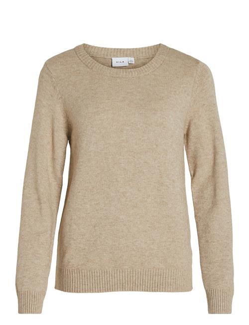 Se Vila Viril O-Neck L/S Knit Top - Noos Vila Beige ved Booztlet