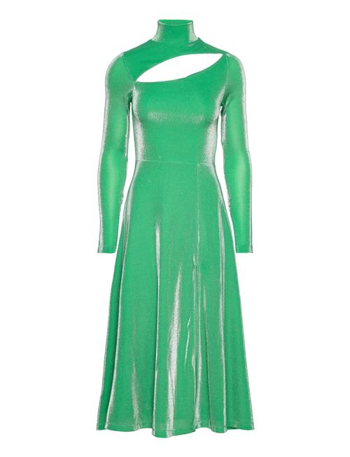 ROTATE Birger Christensen Metallic Nylon Cut-Out Dress ROTATE Birger Christensen Green