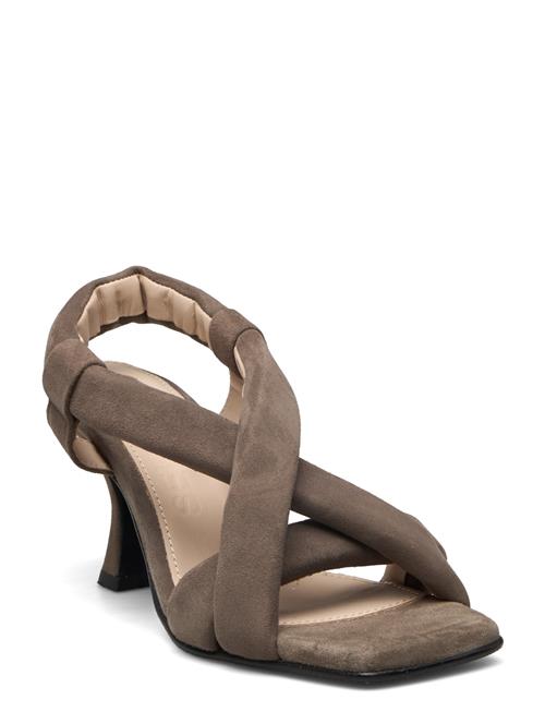 Se Selected Femme Slfashley Suede High Heel Sandal Selected Femme Brown ved Booztlet