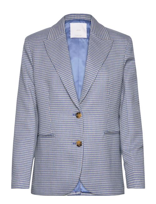 Se Mango Houndstooth Wool-Blend Blazer Mango Blue ved Booztlet