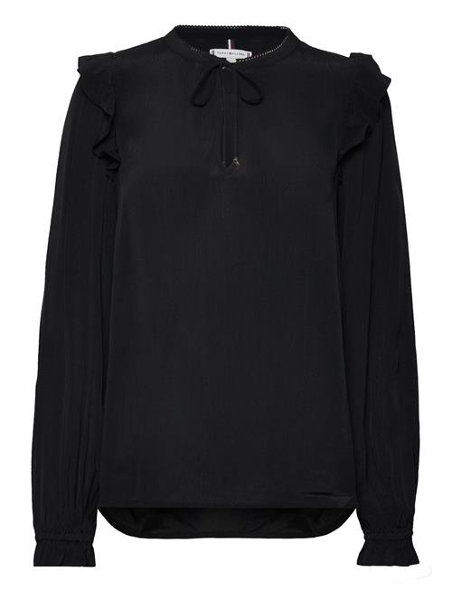 Tommy Hilfiger Moss Crepe Solid Blouse Ls Tommy Hilfiger Black