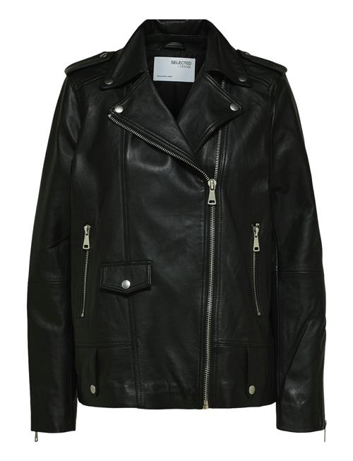 Slfmadison Leather Jacket B Noos Selected Femme Black