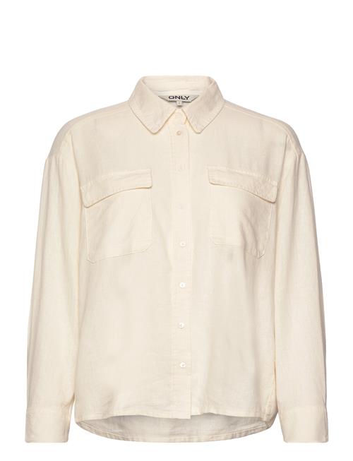 ONLY Onlcaro L/S Ovs Linen Bl Shirt Cc Pnt ONLY White