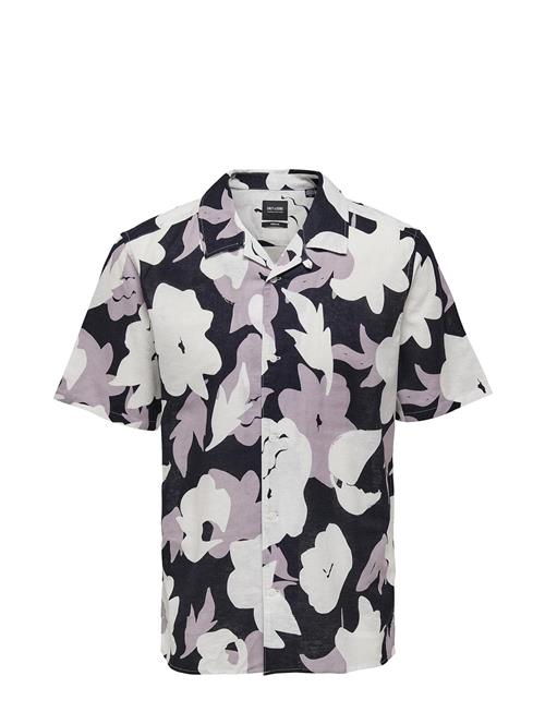 ONLY & SONS Onstrev Reg Ctn Lin Aop Ss Shirt Noos ONLY & SONS Purple