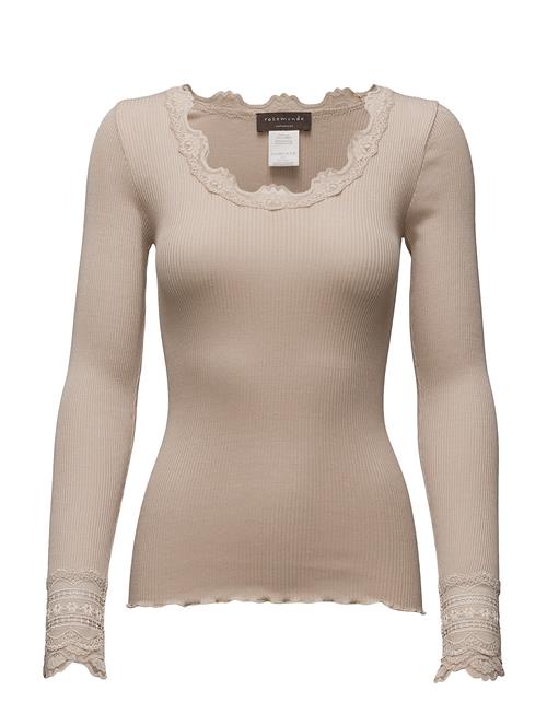 Rwbenita Silk Ls O-Neck Lace T-Shir Rosemunde Beige