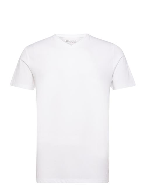 Se Selected Homme Slhael Ss V-Neck Tee Selected Homme White ved Booztlet