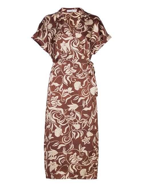 Mango Print Wrap Dress Mango Brown