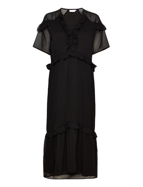 Coster Copenhagen Long Dress With Frills Coster Copenhagen Black