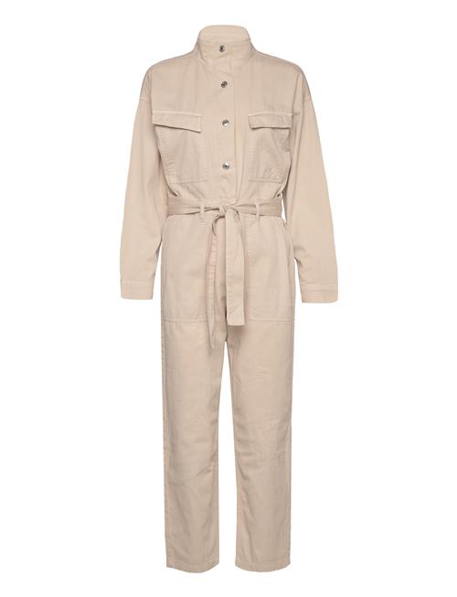 Denim Jumpsuit With Bow Mango Beige