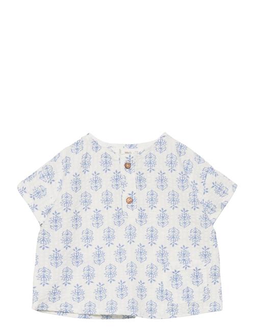 Floral Print Shirt Mango Blue