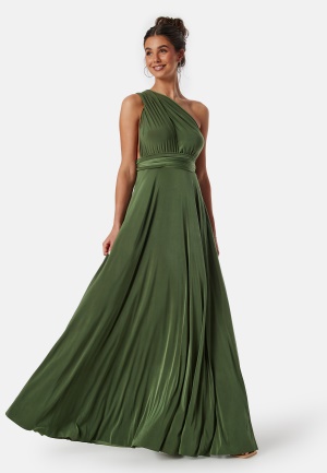 Se Goddiva Multi Tie Maxi Dress Olive Green S (UK10) ved Bubbleroom