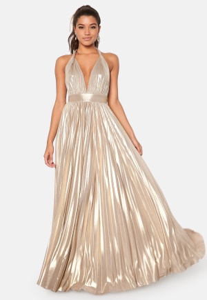 Goddiva Deep V Neck Metallic Gold S (UK10)