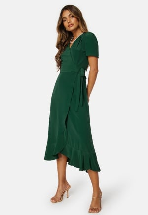 John Zack Short Sleeve Wrap Dress Green L (UK14)