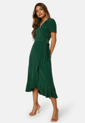 Se John Zack Short Sleeve Wrap Dress Green XXL (UK18) ved Bubbleroom