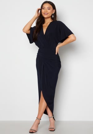 Se John Zack Kimono Sleeve Rouch Dress Navy XL (UK16) ved Bubbleroom