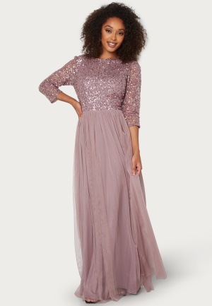 Se AngelEye Sequin Bodice Maxi Dress Lavender S (UK10) ved Bubbleroom