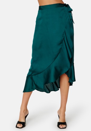 BUBBLEROOM Villima satin skirt Dark green 46