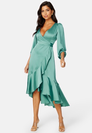 Se Bubbleroom Occasion Gilda Wrap Dress Petrol-green 2XL ved Bubbleroom