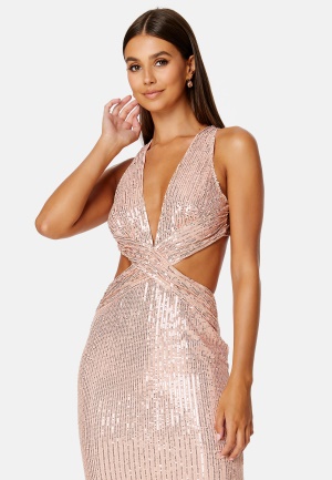 Elle Zeitoune Lauinda Sequin Gown Rose Gold L (UK14)