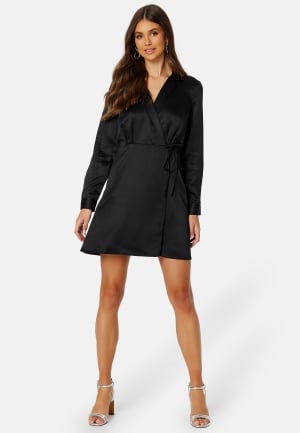 Se BUBBLEROOM Destinee wrap dress Black 34 ved Bubbleroom