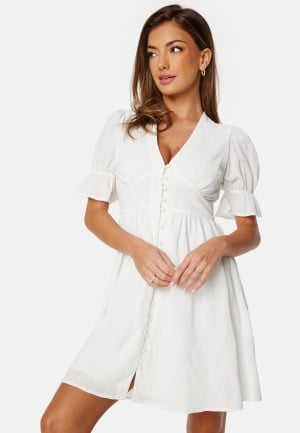 Se Bubbleroom Occasion Structured Button Front Dress White 2XL ved Bubbleroom