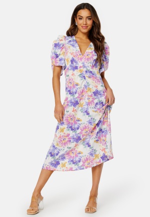 Se Bubbleroom Occasion Neala Puff Sleeve Dress White / Floral 36 ved Bubbleroom