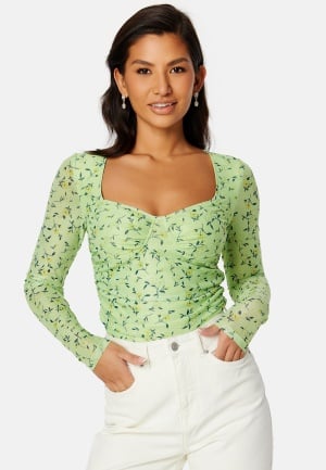 BUBBLEROOM Melandra mesh bustier top Green / Floral L