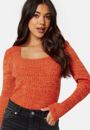 Se BUBBLEROOM Noelle knitted top Orange XS ved Bubbleroom