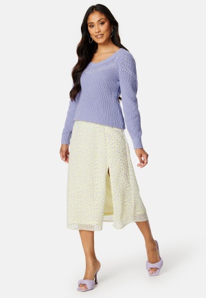 VILA Emmy Sweetheart L/S Knit Top Sweet Lavender S