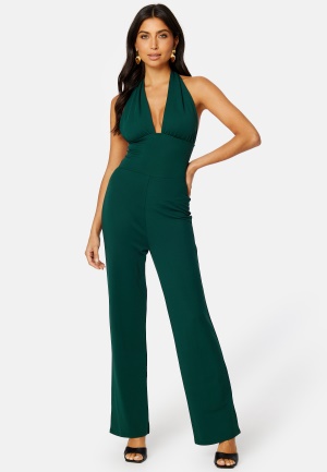 BUBBLEROOM Jesminda halterneck jumpsuit Dark green L