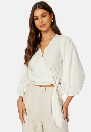 BUBBLEROOM CC Linen wrap blouse Offwhite 44