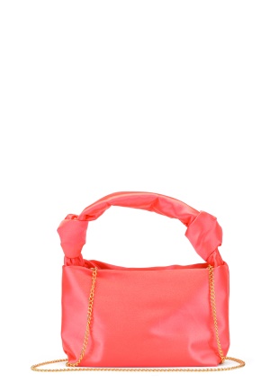 BUBBLEROOM Olivia satin knot bag Coral One size