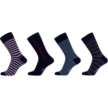 JBS Strømper 4P Cotton Socks Sort/Rød Str 40/47 Herre