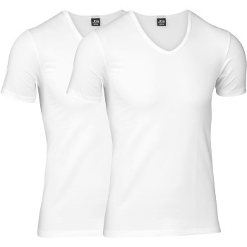 Se JBS 2P Organic Cotton V-Neck T-shirt Hvid økologisk bomuld Small Herre ved Timarco