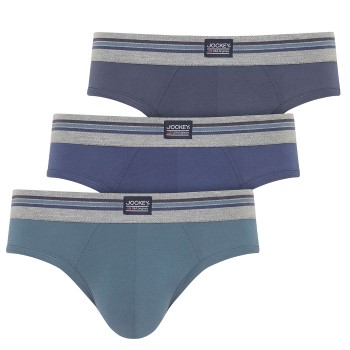 Jockey 3P Cotton Stretch Brief Blå bomuld Small Herre