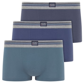 Jockey 3P Cotton Stretch Short Trunk Blå bomuld Small Herre