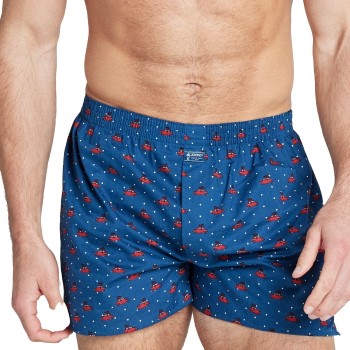 Jockey Woven Poplin Boxer Shorts Blå/Rød bomuld Small Herre