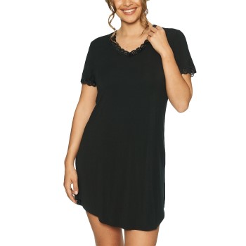 Lady Avenue Bamboo Nightdress SS Sort Bambus Small Dame