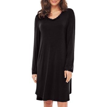 Lady Avenue Bamboo Nightdress With Long Sleeve Sort Bambus Large Dame