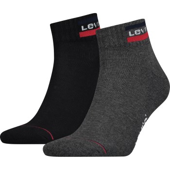 Levis Strømper 2P Sport Mid Cut Sock Sort/Grå Str 35/38