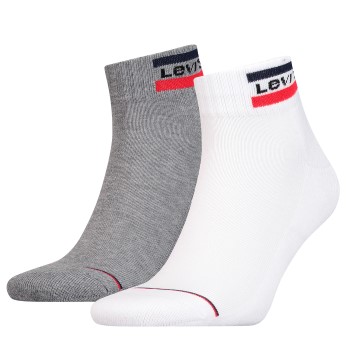 Levis Strømper 2P Sport Mid Cut Sock Hvid/Grå Str 35/38