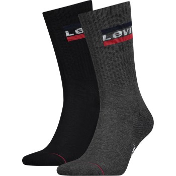 Levis Strømper 2P Sport Regular Cut Sock Sort/Grå Str 35/38